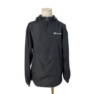 Champion Women’s Black Packable Hooded & Water Resistant Rain Jacket Sz S